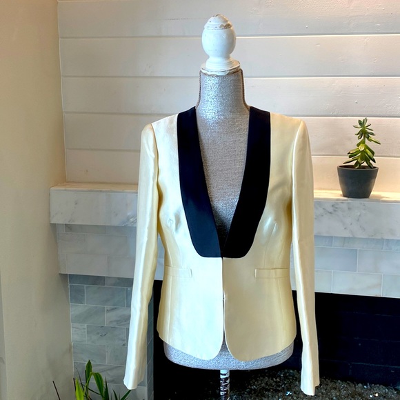 J. Crew Jackets & Blazers - J. Crew Ivory Silk & Wool Tuxedo Jacket Size 6 NWT